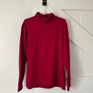 TSLA Mens Quarter 1/4 Zip Performance Pullover Shirt Red Size XL Fleece Lined